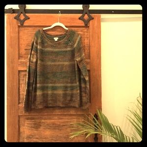 Earthy 🐢Green and turquoise open knit sweater